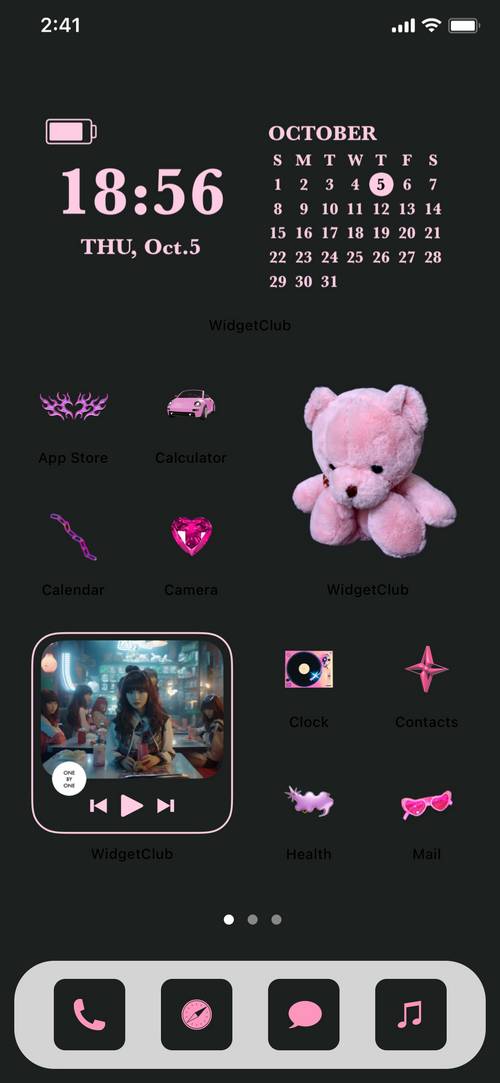 black & pink × kawaii Home Screen ideas[Wd2jDPN1e19MYUkA4lZR]