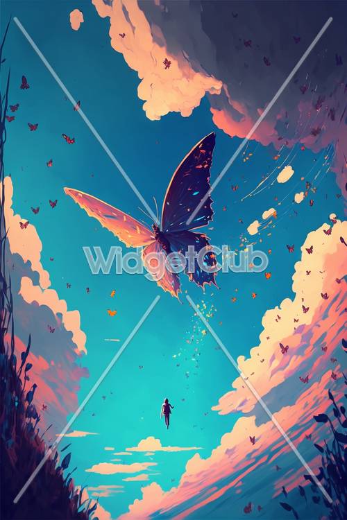 Giant Butterfly in a Dreamy Sky