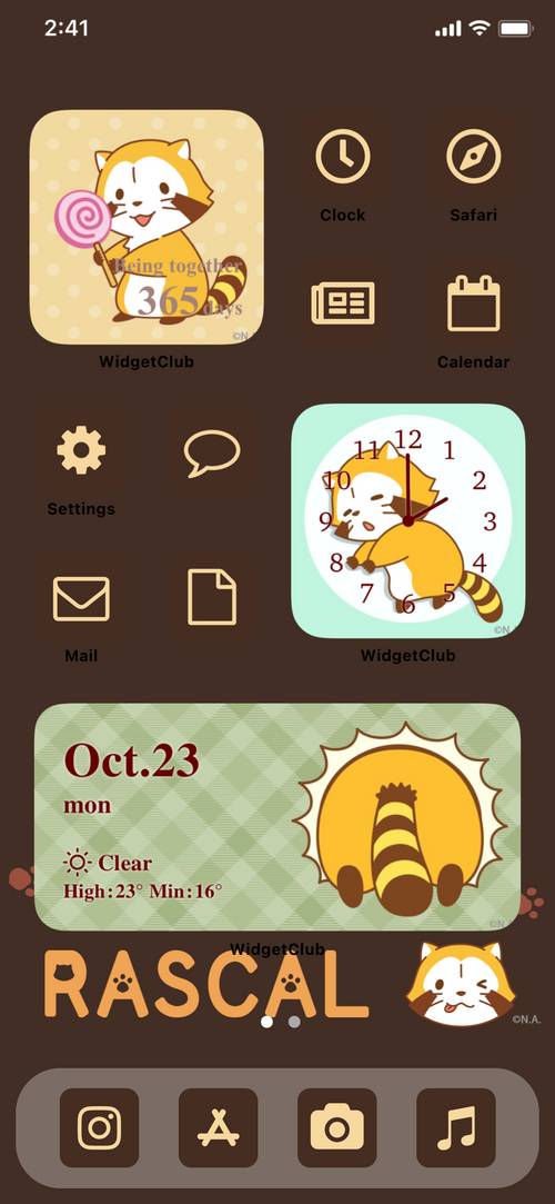 ラスカル着せかえ Hello! RASCAL Home Screen ideas[8SKyT4zo9ILal51ArSVr]