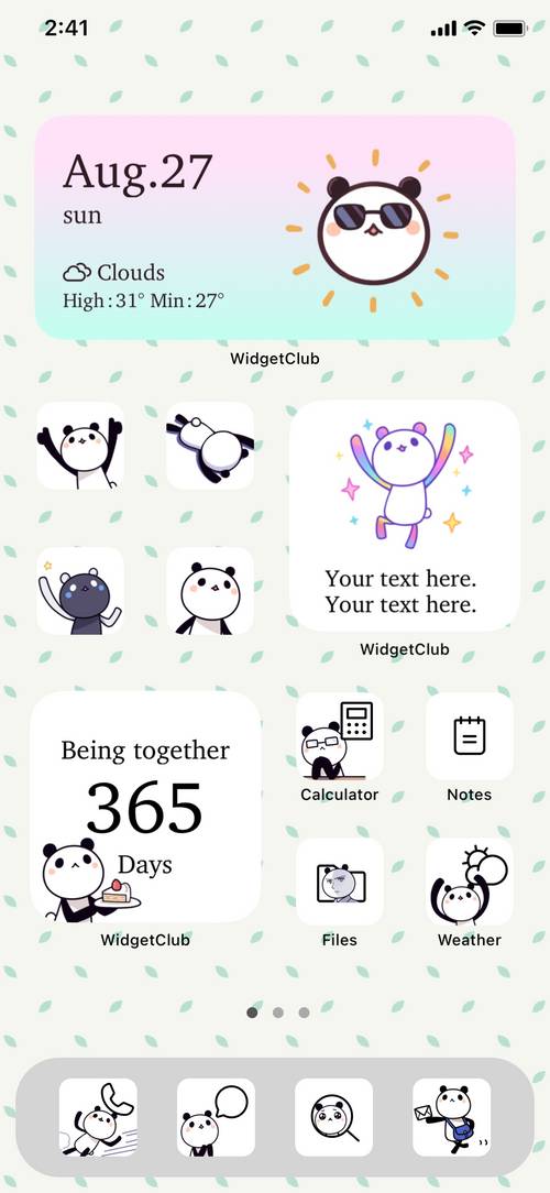 つなこパンダ公式！スマホきせかえ パステルカラーバージョン（Tsunako Panda x Pastel Color Theme） Home Screen ideas[zzNFWLIVC09vbDWvqOyV]