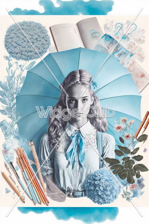 Blue and White Artistic Fantasy Scene