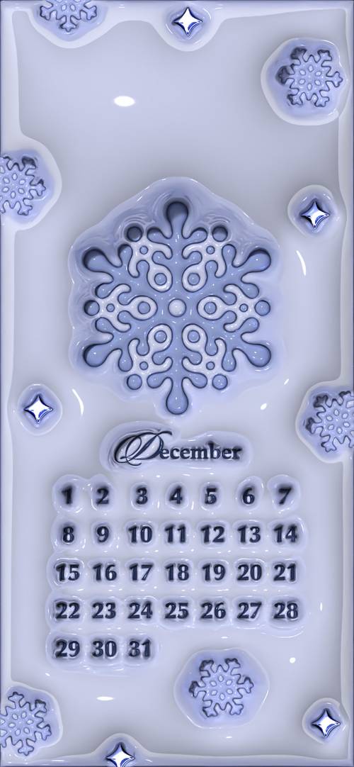 Blue Snowflake Calendar for December