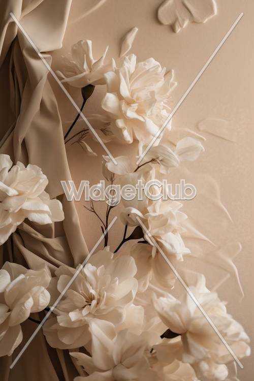 Elegant Flowers and Fabric Design Background Wallpaper [3e152de6e6724943ac05]