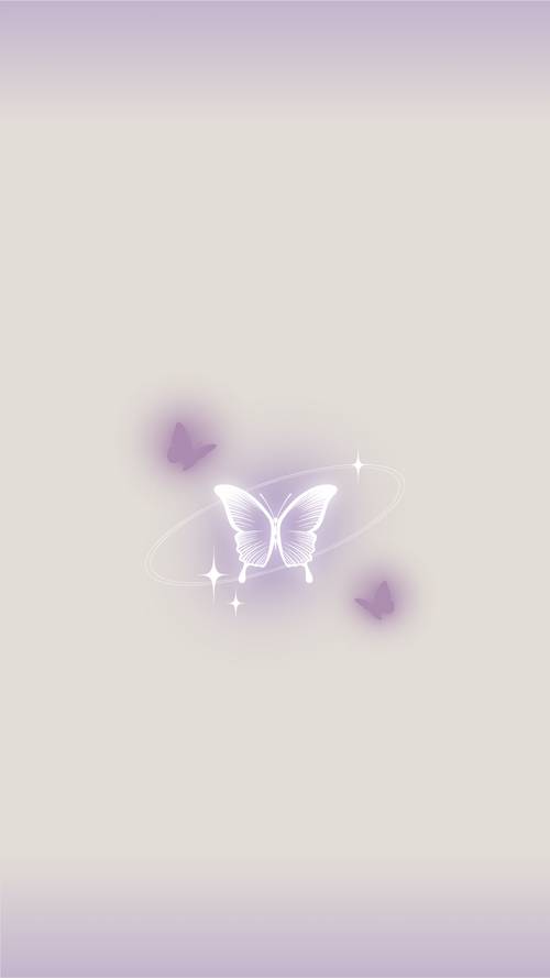 Shimmering Purple Butterflies on Soft Beige Background