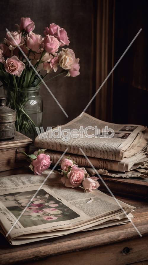 Vintage Roses and Books for a Cozy Nook