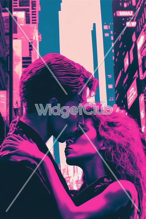 Romantic Neon City Kiss