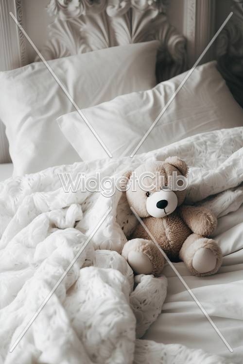 Cozy Teddy Bear in Bed