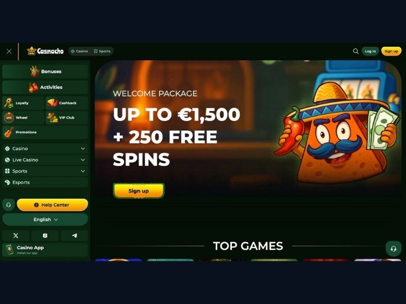 Full catalogue and offer at Casinacho Casino Nacho Casino for Canadian players